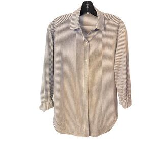 VINCE Women’s Oversized Button Down Shirt Blue/white Stripe Sz XS